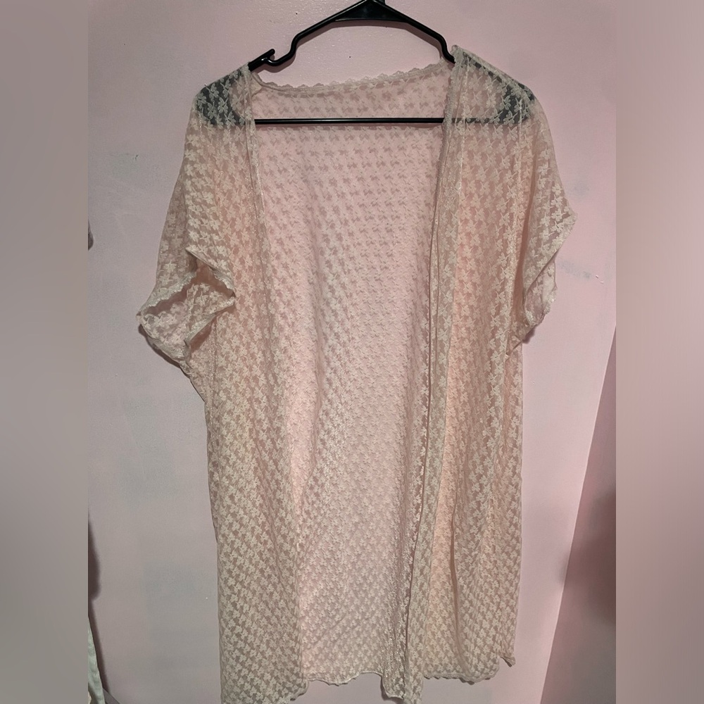 lace shaw with pink design night gown